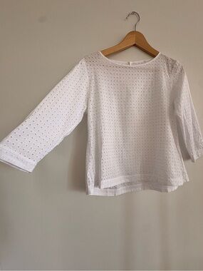 White Eyelet Cotton Blouse Sheer